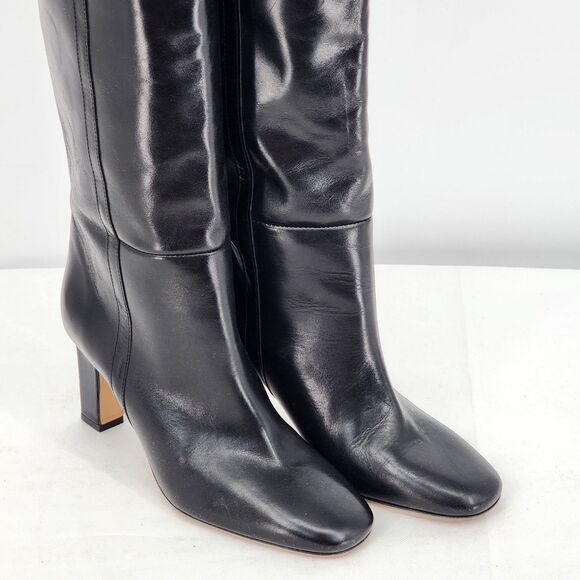 Sandro Jily Smooth Leather Black Tall Heeled Boots Size 37 EU NEW - Picture 10 of 11